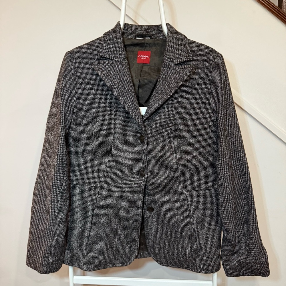 Olsen Women's Heathered Brown Blazer, Medium